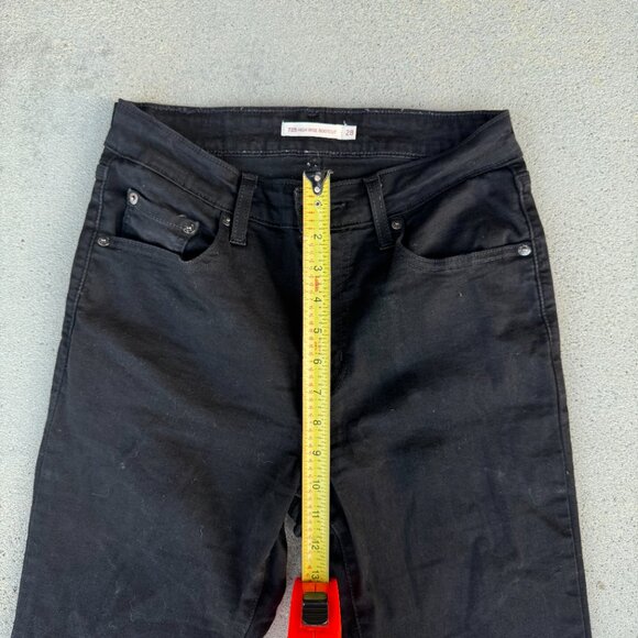 Levis 725 High Rise Bootcut Jeans Women 28 Black Stretch Denim Flare L32 - Picture 9 of 11